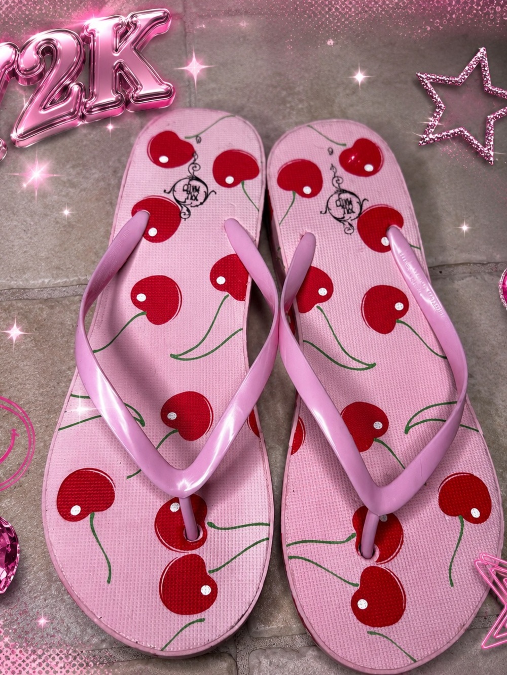 Sole Mates Y2K 🍒 Cherry Print Platform Flip Flops